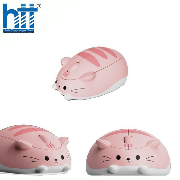 Setup bàn làm việc xinh hơn với Akko Pink ANGIE Tri-Mode Mouse.