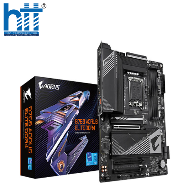 Mainboard Gigabyte B760 AORUS ELITE DDR4 hỗ trợ 4 khe RAM DDR4 với dung lượng tối đa lên đến 128GB.