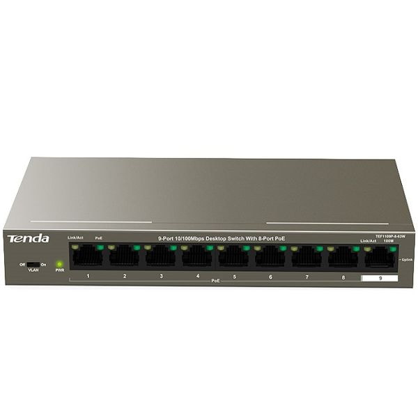 Switch Tenda 8 port PoE TEF1109P-8-63W