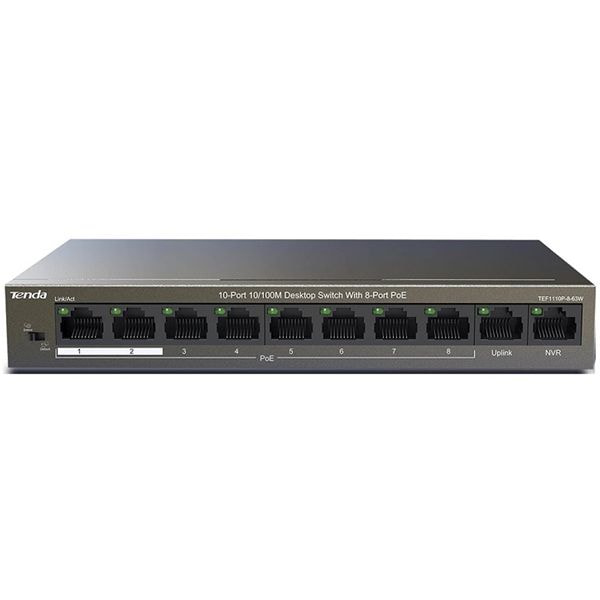 Switch Tenda 8 port PoE TEF1110P-8-63W
