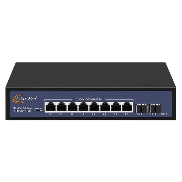 Sơ đồ lắp đặt Switch PoE AirPro AP-ESG1910P-2SF trong hệ thống mạng.