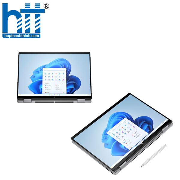 Hình ảnh laptop được gập 360 độ ở nhiều góc độ khác nhau.