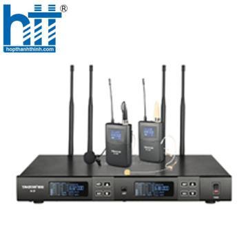 Bộ micro không dây tầm xa cài đầu, cài ve áo UHF hai kênh M2-FP